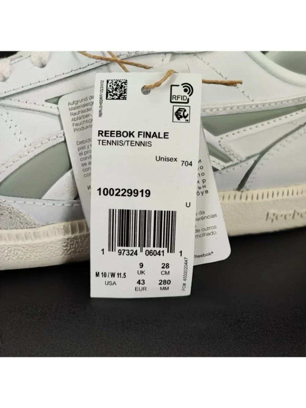 Reebok Finale Men's Size 10 Sneakers Leather White Low Top 1000200019
